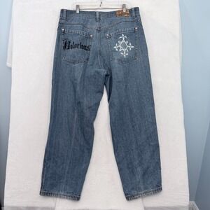 Vintage Notorious Biggy Jeans Mens 38x29 Blue Baggy Hip Hop Y2K Embroidered